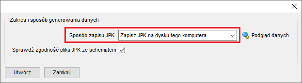 Jak zapisać nowy plik JPK_V7 na dysku komputera?